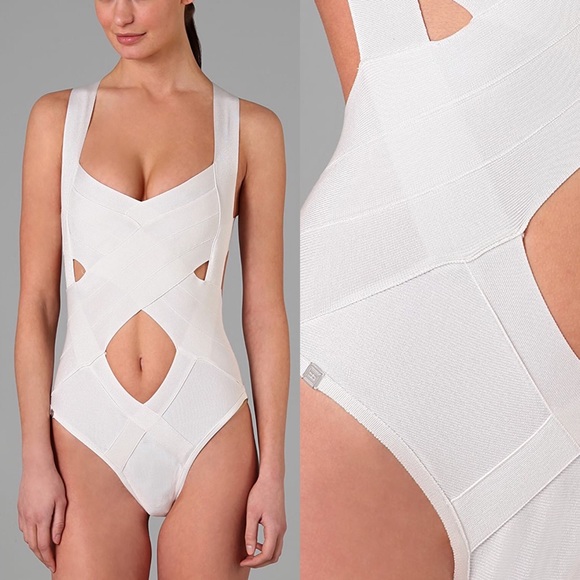 Herve Leger Cutout Bandage One Piece Bathing Suit! - Picture 3 of 6
